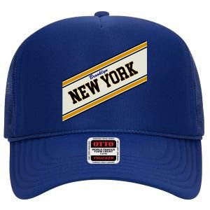 Brooklyn New York Varsity Logo High Crown Mesh Back Trucker Hat