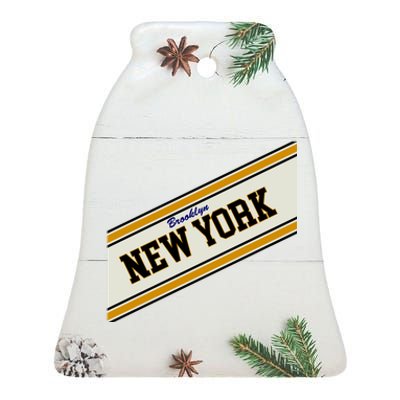 Brooklyn New York Varsity Logo Ceramic Bell Ornament