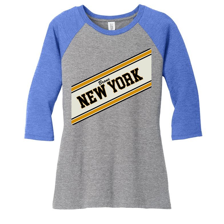 Bronx New York Varsity Logo Women's Tri-Blend 3/4-Sleeve Raglan Shirt