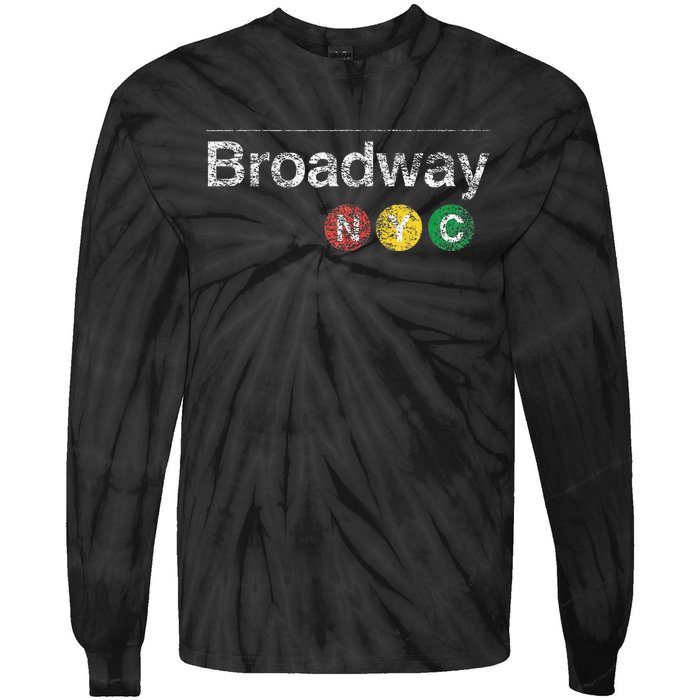 Broadway New York Nyc Worn Design Tie-Dye Long Sleeve Shirt