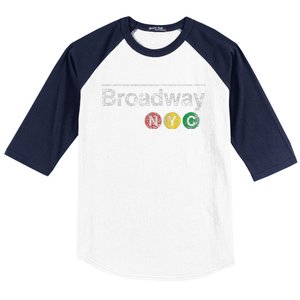 Broadway New York Nyc Worn Design Baseball Sleeve Shirt