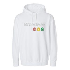 Broadway New York Nyc Worn Design Garment-Dyed Fleece Hoodie