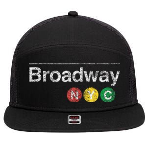 BROADWAY New York NYC Worn Design  7 Panel Mesh Trucker Snapback Hat