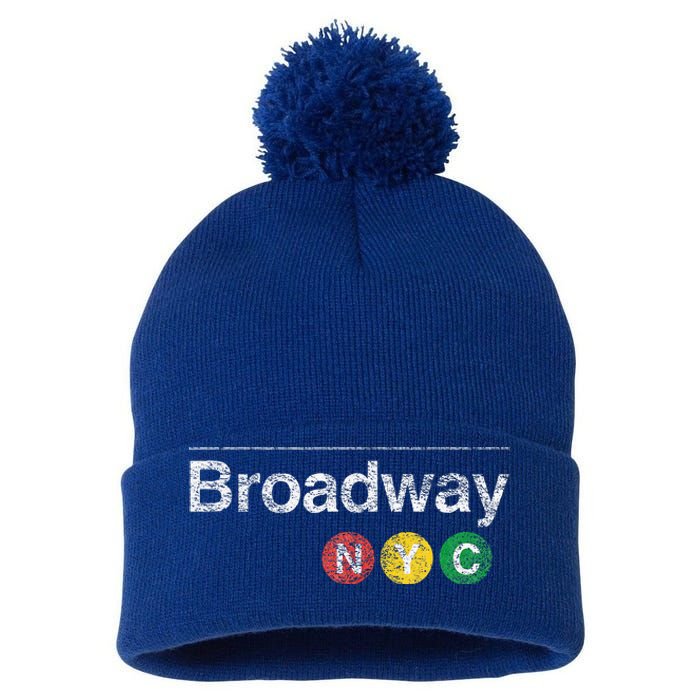 BROADWAY New York NYC Worn Design  Pom Pom 12in Knit Beanie