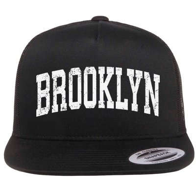 Brooklyn New York Ny Vintage Athletic Sports Flat Bill Trucker Hat