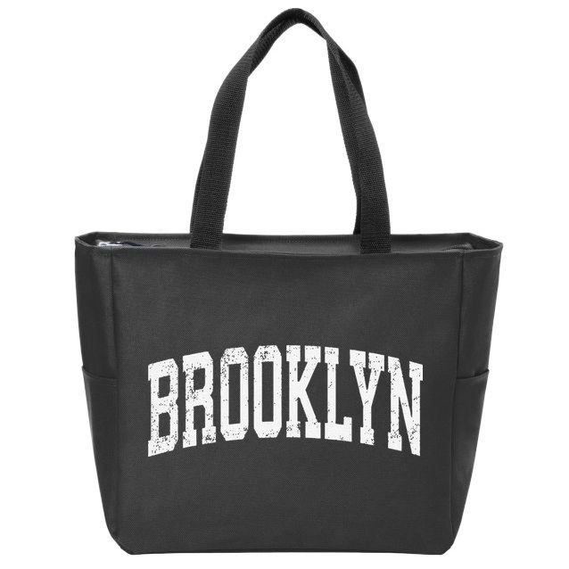 Brooklyn New York Ny Vintage Athletic Sports Zip Tote Bag