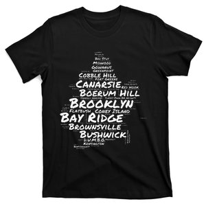 Brooklyn New York Neighborhoods Word Cloud Brooklyn T-Shirt