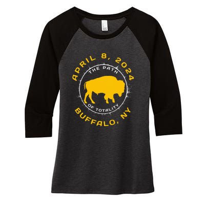 Buffalo New York Solar Eclipse April 8 2024 Totality Women's Tri-Blend 3/4-Sleeve Raglan Shirt