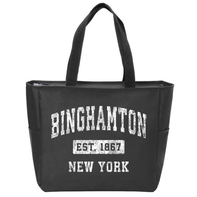 Binghamton New York Ny Vintage Established Sports Zip Tote Bag