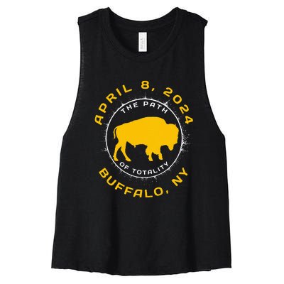 Buffalo New York Solar Eclipse April 8 2024 Totality Women's Racerback Cropped Tank