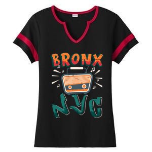 Bronx New York Design Gift Nyc Boombox Graffiti Lettering Cool Gift Ladies Halftime Notch Neck Tee