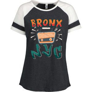 Bronx New York Design Gift Nyc Boombox Graffiti Lettering Cool Gift Enza Ladies Jersey Colorblock Tee