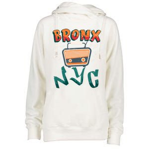 Bronx New York Design Gift Nyc Boombox Graffiti Lettering Cool Gift Womens Funnel Neck Pullover Hood