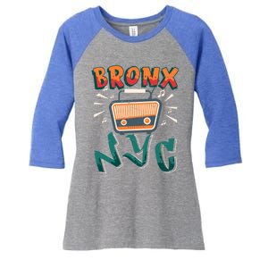 Bronx New York Design Gift Nyc Boombox Graffiti Lettering Cool Gift Women's Tri-Blend 3/4-Sleeve Raglan Shirt