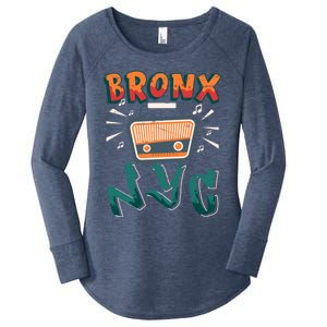 Bronx New York Design Gift Nyc Boombox Graffiti Lettering Cool Gift Women's Perfect Tri Tunic Long Sleeve Shirt