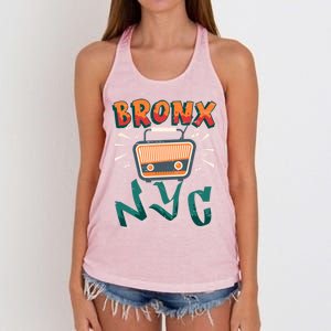 Bronx New York Design Gift Nyc Boombox Graffiti Lettering Cool Gift Women's Knotted Racerback Tank