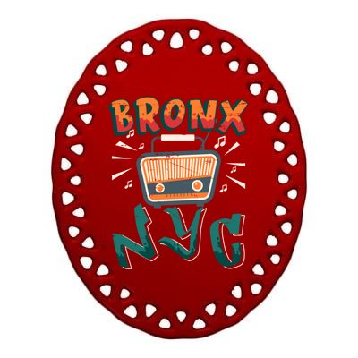 Bronx New York Design Gift Nyc Boombox Graffiti Lettering Cool Gift Ceramic Oval Ornament