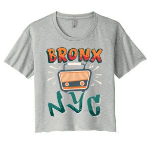 Bronx New York Design Gift Nyc Boombox Graffiti Lettering Cool Gift Women's Crop Top Tee