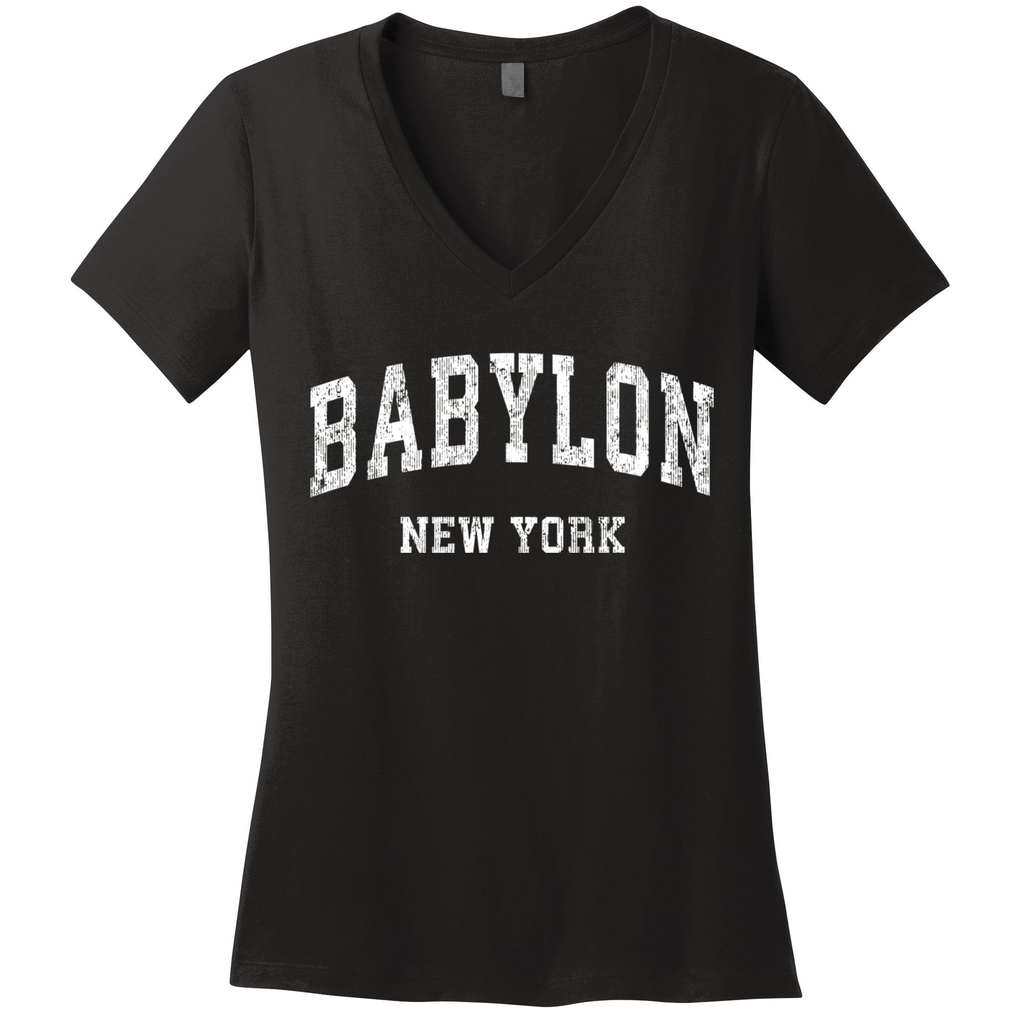 Babylon New York Ny Vintage Varsity Sports Women's V-Neck T-Shirt