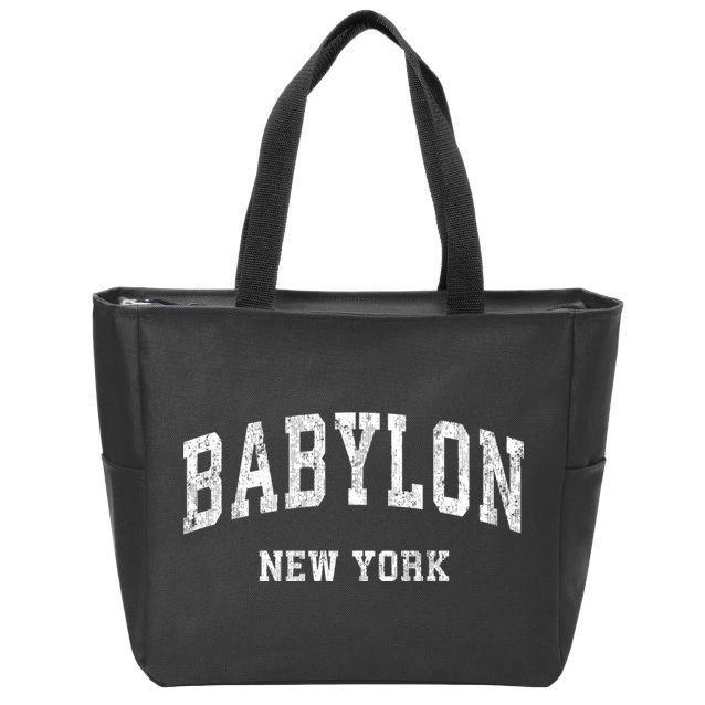 Babylon New York Ny Vintage Varsity Sports Zip Tote Bag
