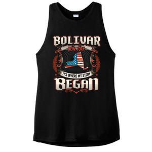 Bolivar New York Usa Flag 4th Of July Funny Gift Ladies PosiCharge Tri-Blend Wicking Tank