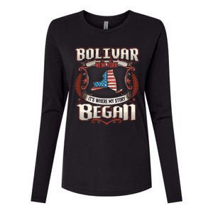 Bolivar New York Usa Flag 4th Of July Funny Gift Womens Cotton Relaxed Long Sleeve T-Shirt