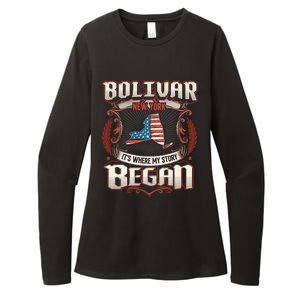 Bolivar New York Usa Flag 4th Of July Funny Gift Womens CVC Long Sleeve Shirt