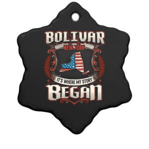 Bolivar New York Usa Flag 4th Of July Funny Gift Ceramic Star Ornament