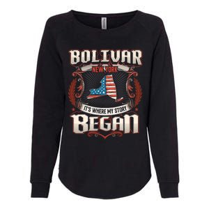 Bolivar New York Usa Flag 4th Of July Funny Gift Womens California Wash Sweatshirt