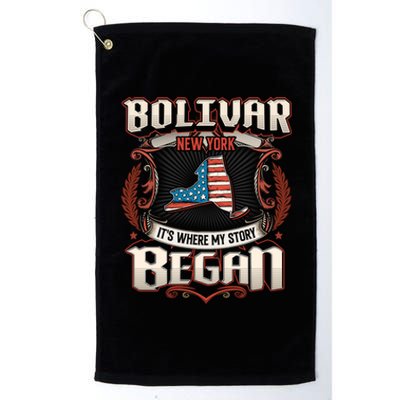 Bolivar New York Usa Flag 4th Of July Funny Gift Platinum Collection Golf Towel