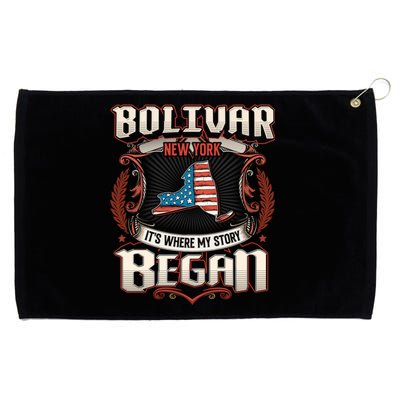 Bolivar New York Usa Flag 4th Of July Funny Gift Grommeted Golf Towel