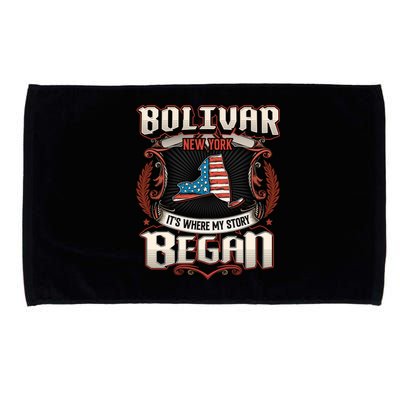 Bolivar New York Usa Flag 4th Of July Funny Gift Microfiber Hand Towel