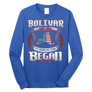 Bolivar New York Usa Flag 4th Of July Funny Gift Long Sleeve Shirt