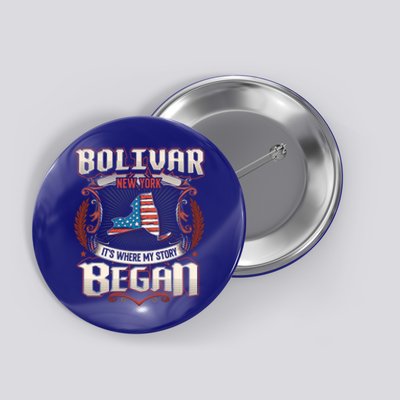 Bolivar New York Usa Flag 4th Of July Funny Gift Button