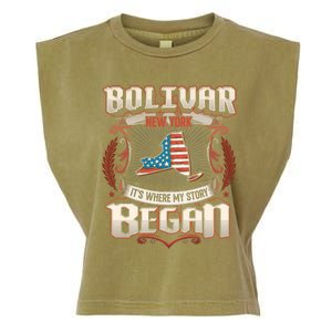 Bolivar New York Usa Flag 4th Of July Funny Gift Garment-Dyed Women's Muscle Tee