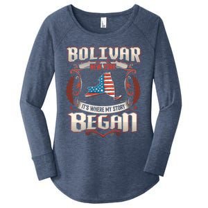 Bolivar New York Usa Flag 4th Of July Funny Gift Women's Perfect Tri Tunic Long Sleeve Shirt