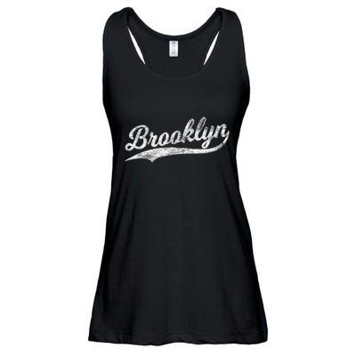 Brooklyn New York Retro Vintage Sports Stripe Flag Swoosh Ladies Essential Flowy Tank