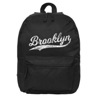 Brooklyn New York Retro Vintage Sports Stripe Flag Swoosh 16 in Basic Backpack