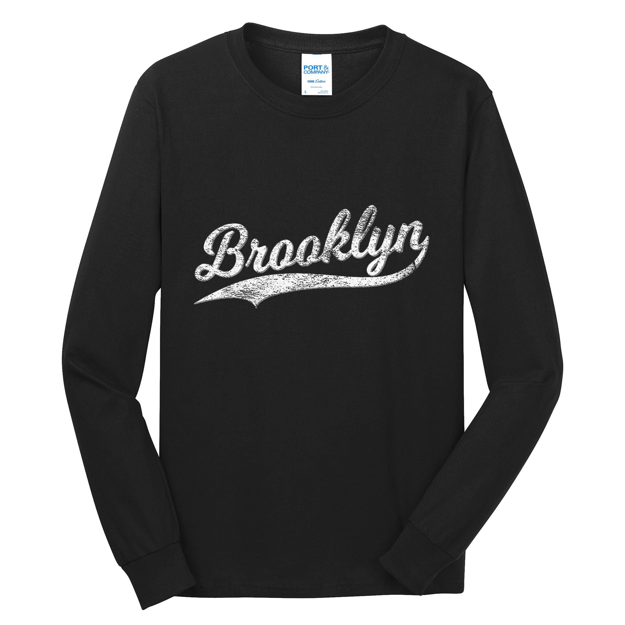 Brooklyn New York Retro Vintage Sports Stripe Flag Swoosh Tall Long Sleeve T-Shirt