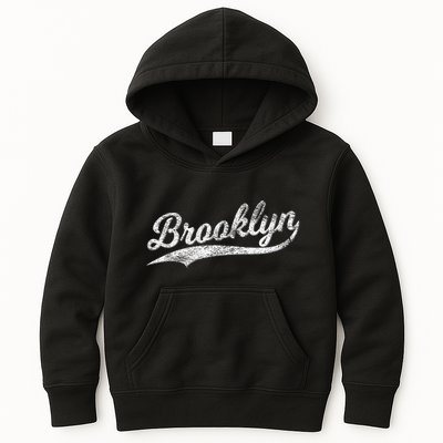 Brooklyn New York Retro Vintage Sports Stripe Flag Swoosh Kids Hoodie