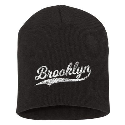 Brooklyn New York Retro Vintage Sports Stripe Flag Swoosh Short Acrylic Beanie