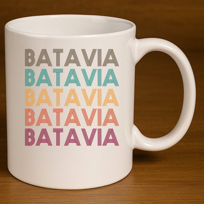 Batavia New York Retro 11oz C Handle Ceramic Mug
