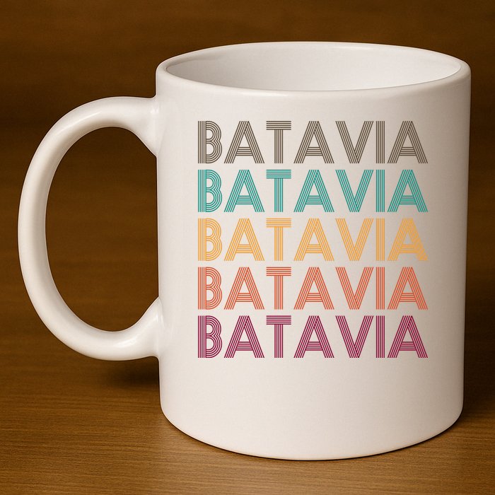 Batavia New York Retro 11oz C Handle Ceramic Mug