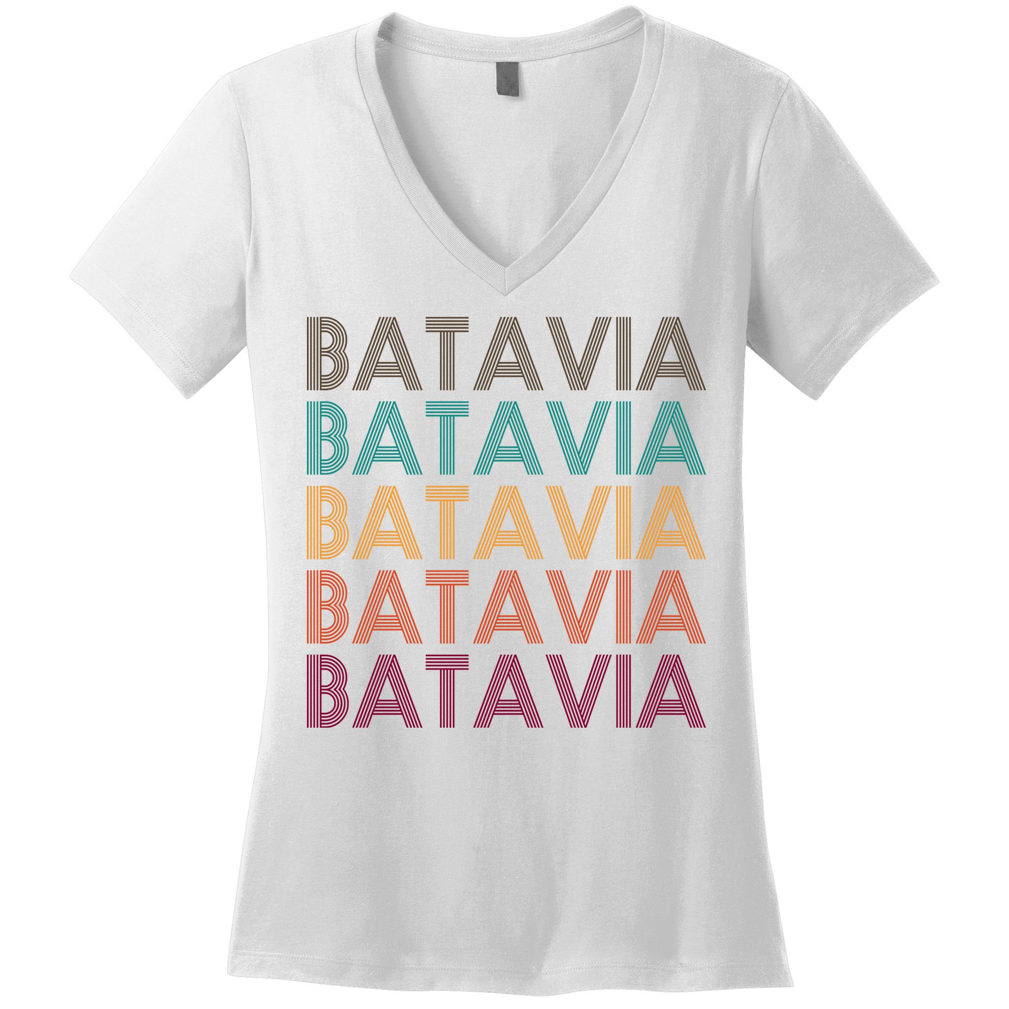 Batavia New York Retro Women's V-Neck T-Shirt