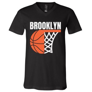 Brooklyn New York City Basketball Net Graphic Sport Players V-Neck T-Shirt