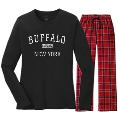 Buffalo New York Ny Vintage Women's Long Sleeve Flannel Pajama Set 