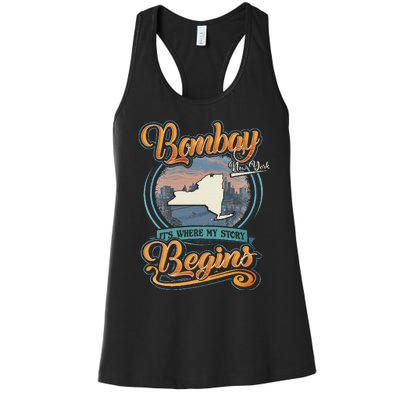 Bombay New York Hometown My Story Begins Women's Racerback Tank