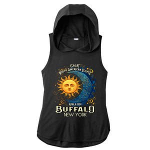 Buffalo New York 2024 Total Solar Eclipse April 8 Souvenir Ladies PosiCharge Tri-Blend Wicking Draft Hoodie Tank