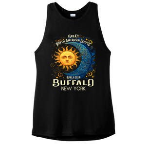 Buffalo New York 2024 Total Solar Eclipse April 8 Souvenir Ladies PosiCharge Tri-Blend Wicking Tank