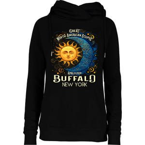 Buffalo New York 2024 Total Solar Eclipse April 8 Souvenir Womens Funnel Neck Pullover Hood